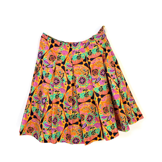 Y2K nylon pleated floral skirt 42