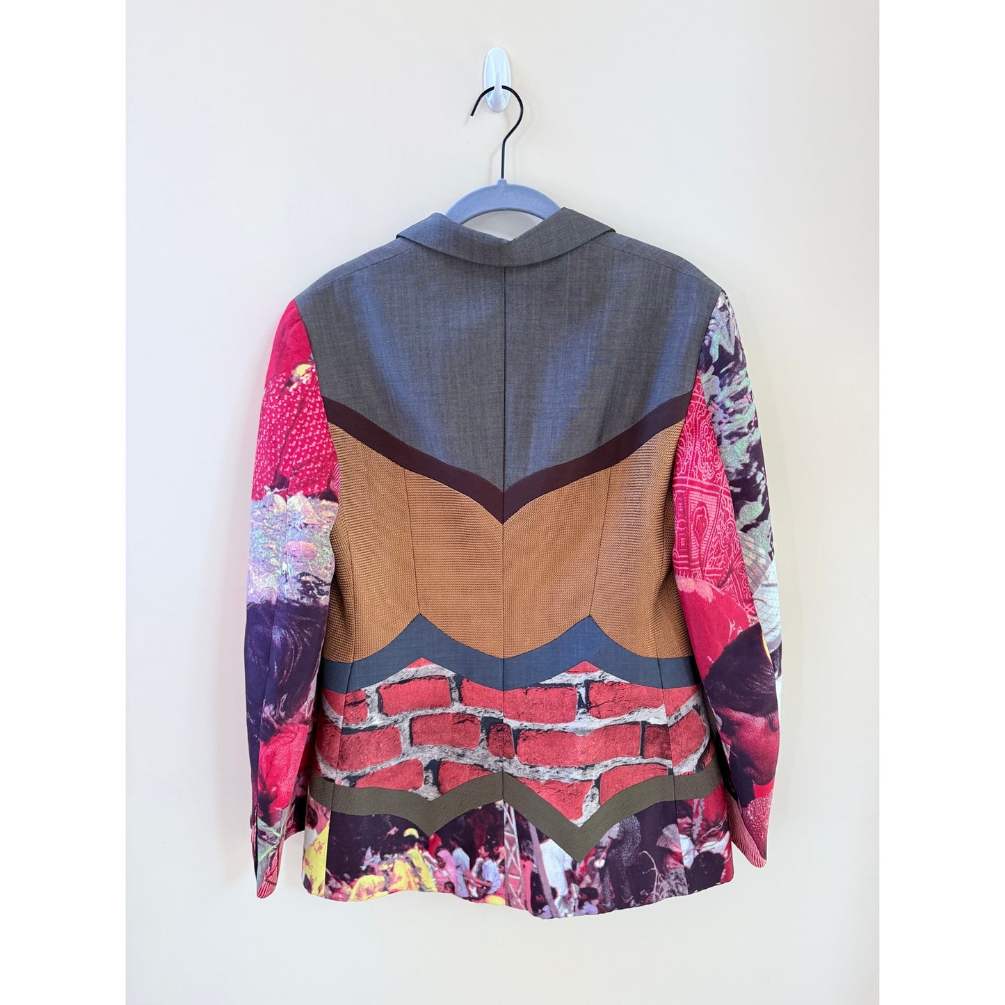 Early ’90s  blazer with photo-collage trompe-l’œil print.