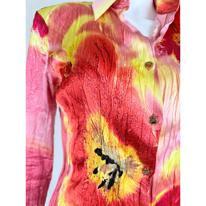 2004 crinkle silk blouse size S