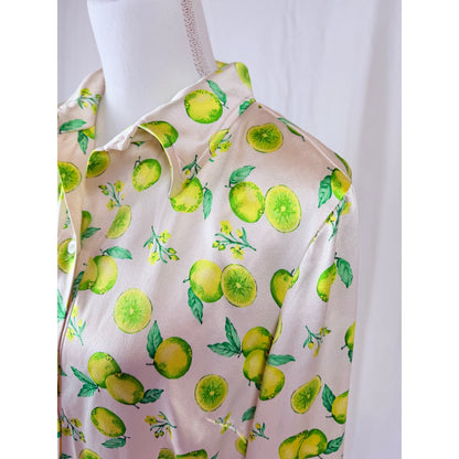 1990s lemon print satin blouse.