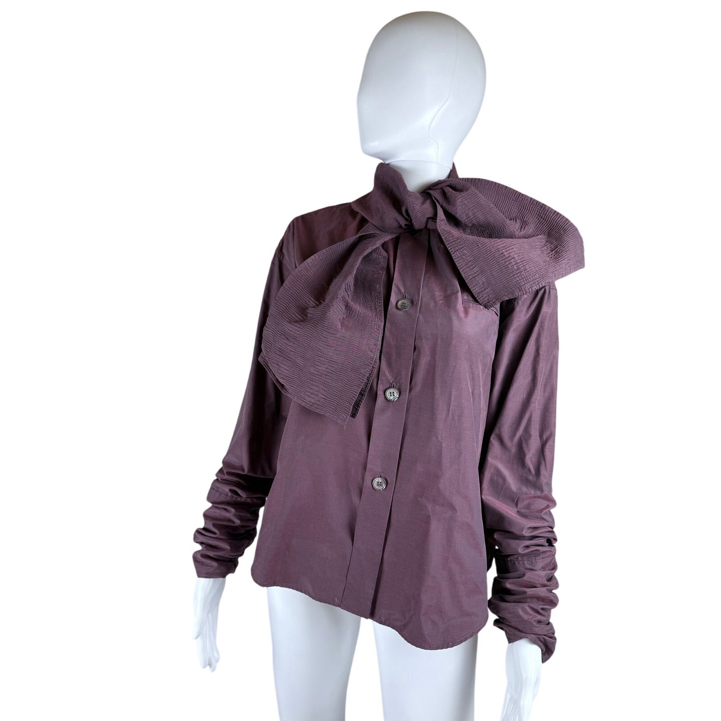 Iconic 1993 blouse with scarf collar and ruched sleeves IT40