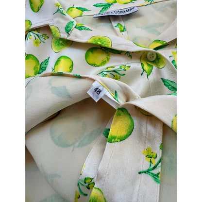 1990s lemon print satin blouse.