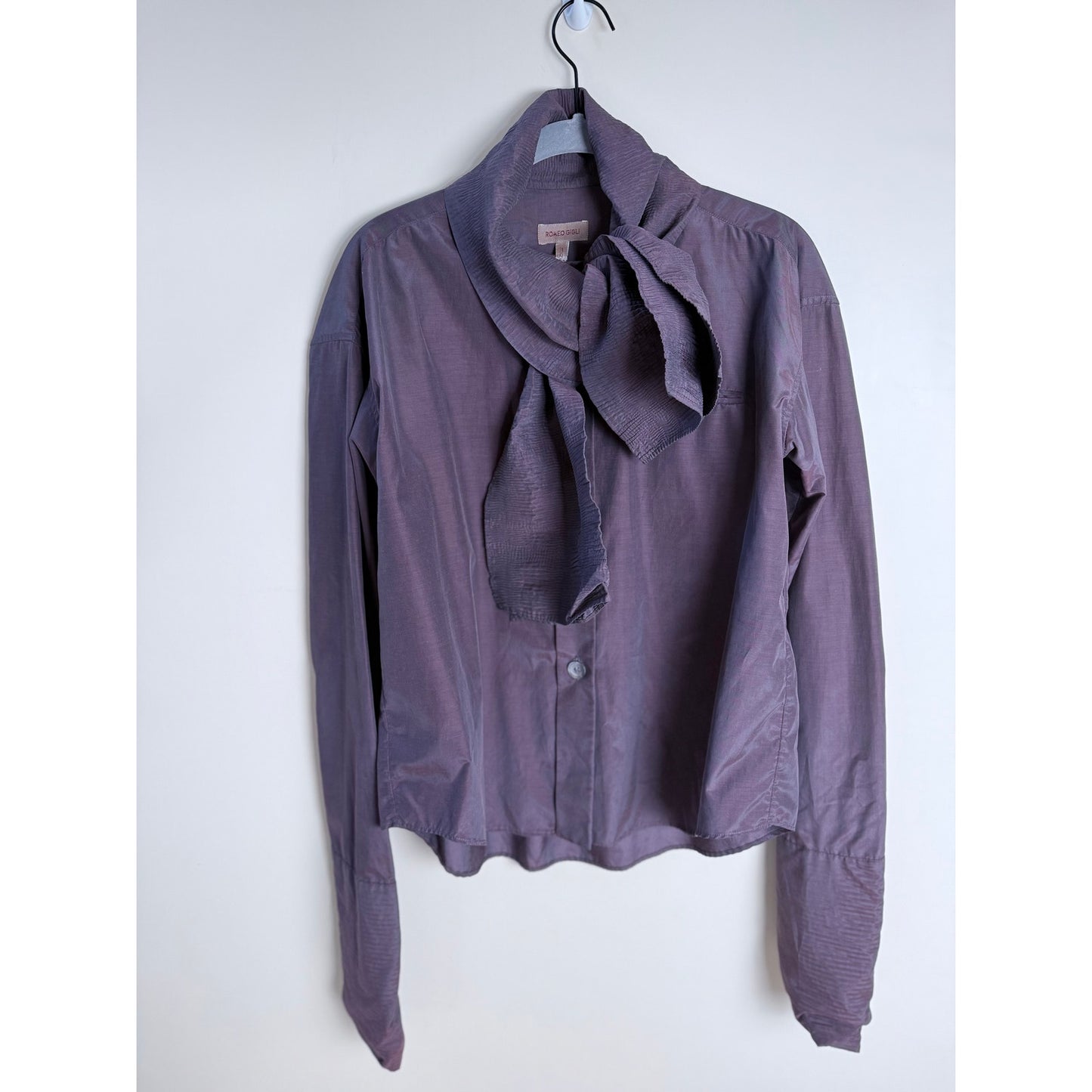 Iconic 1993 blouse with scarf collar and ruched sleeves IT40