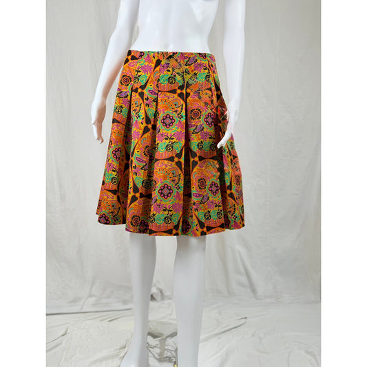 Y2K nylon pleated floral skirt 42