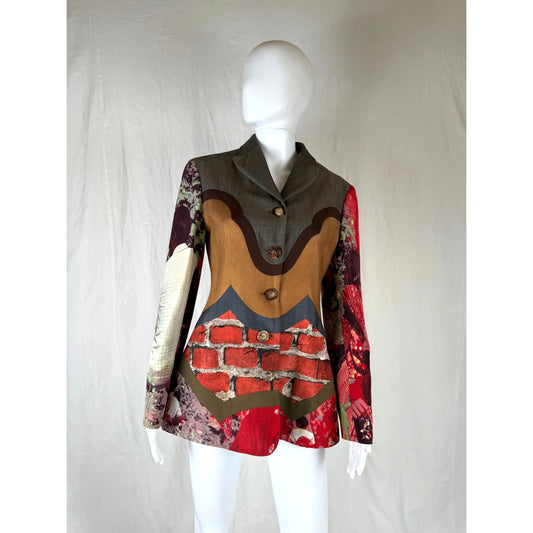 Early ’90s  blazer with photo-collage trompe-l’œil print.