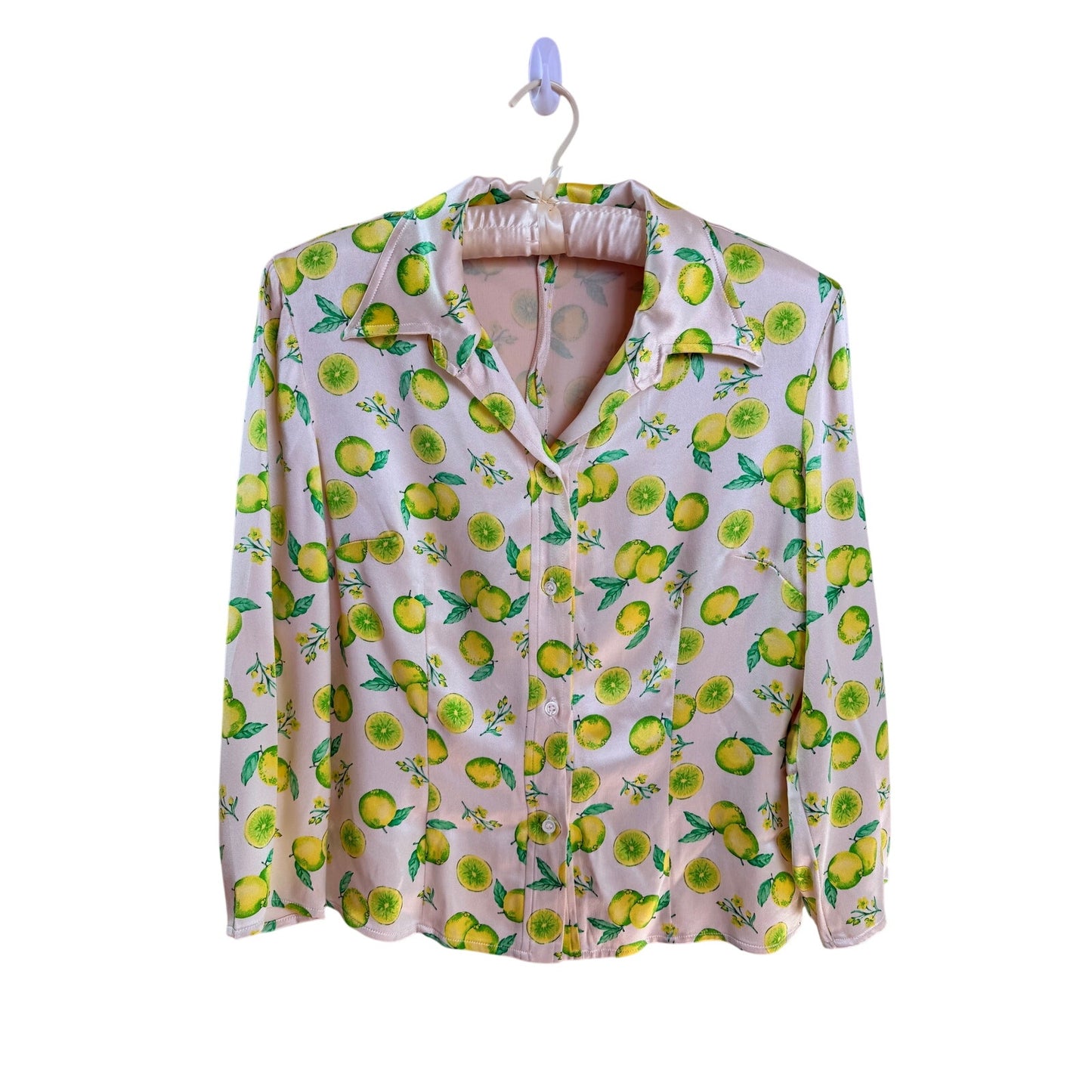 1990s lemon print satin blouse.