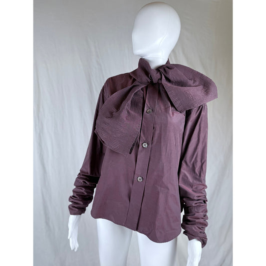 Iconic 1993 blouse with scarf collar and ruched sleeves IT40
