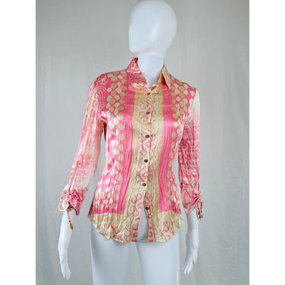 Y2K Roberto Cavalli vintage silk blouse size X