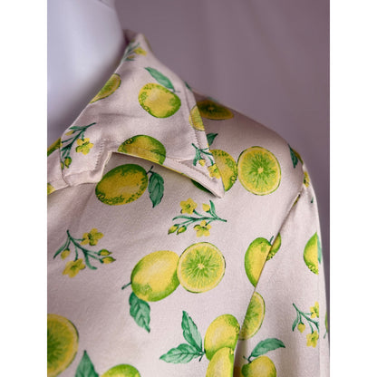 1990s lemon print satin blouse.