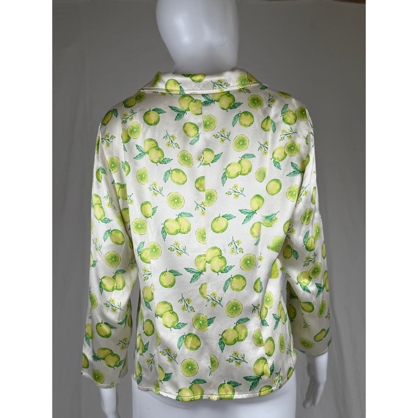 1990s lemon print satin blouse.