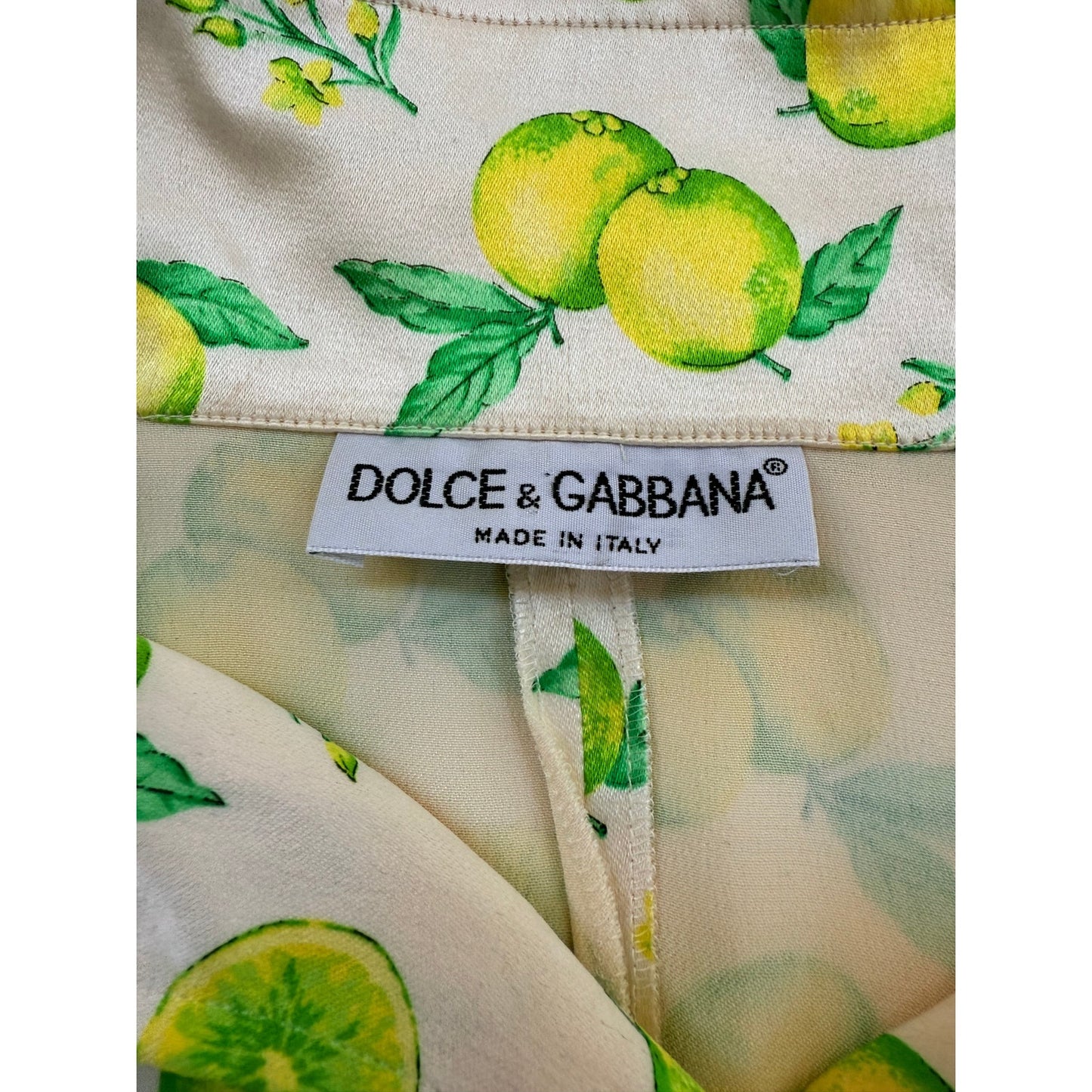 1990s lemon print satin blouse.