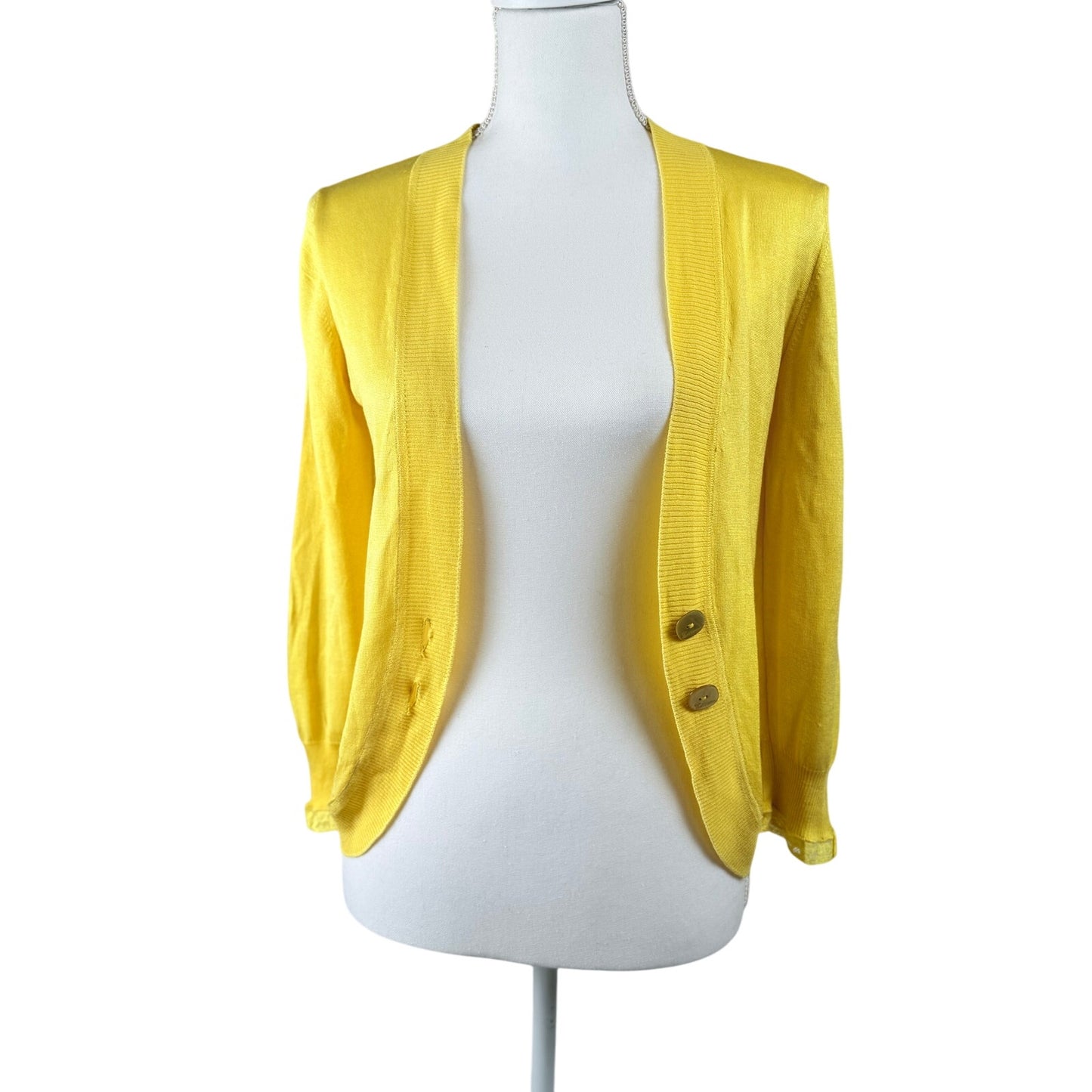 Butter yellow silk cardigan. S