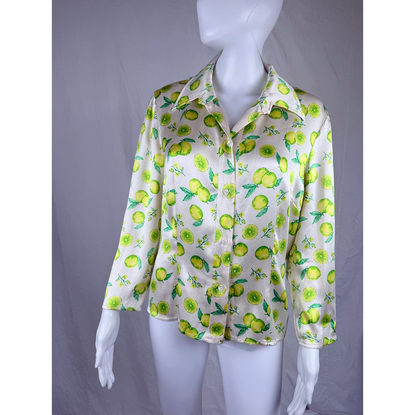 1990s lemon print satin blouse.