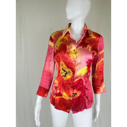 2004 crinkle silk blouse size S