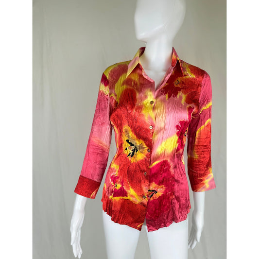 2004 crinkle silk blouse size S