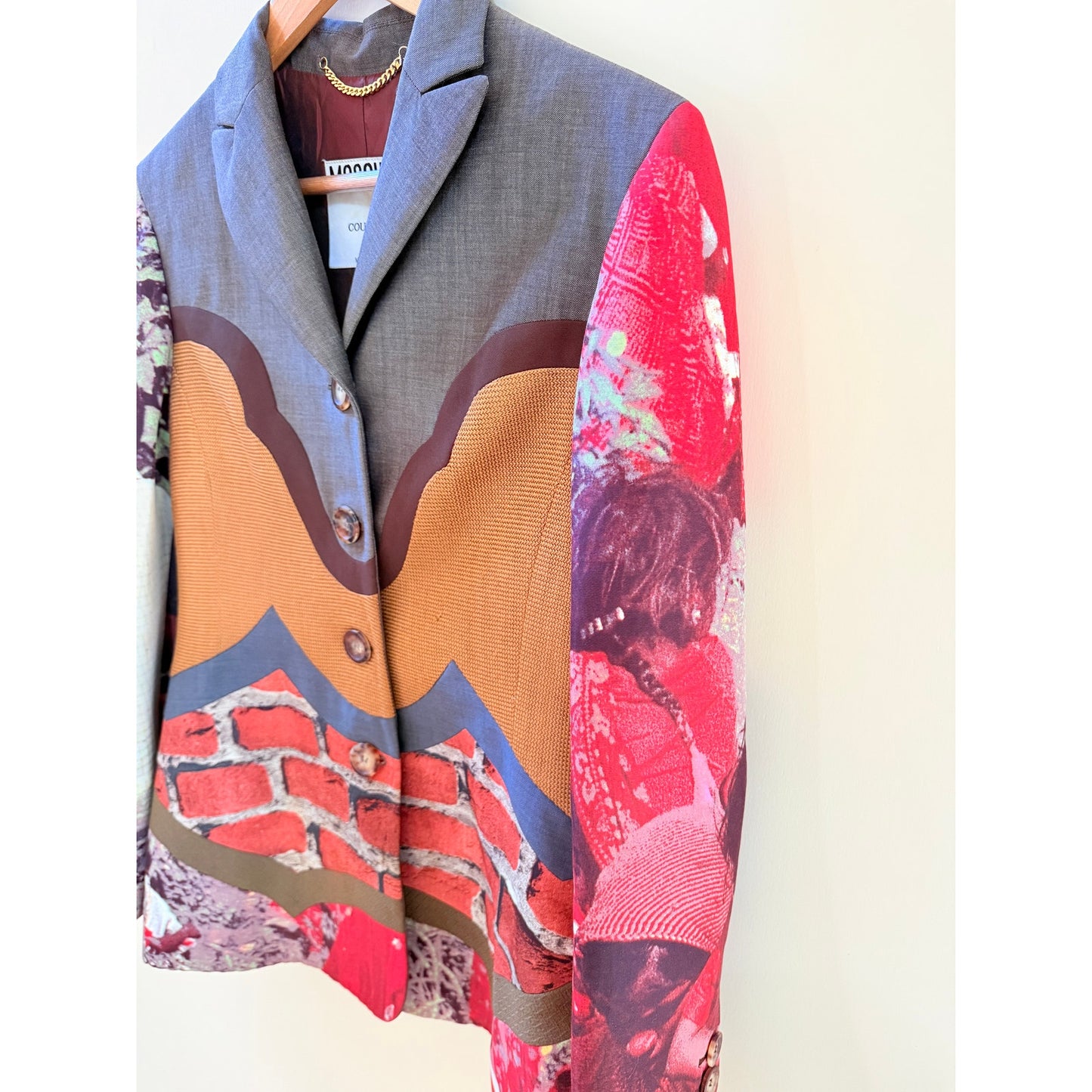 Early ’90s  blazer with photo-collage trompe-l’œil print.