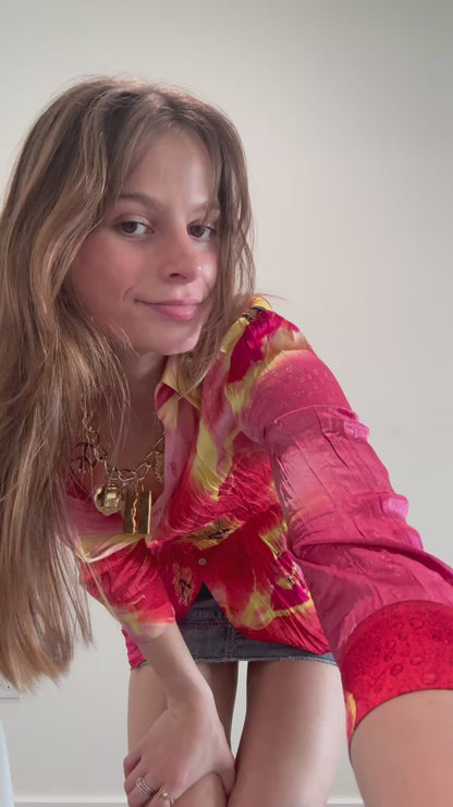 2004 crinkle silk blouse size S